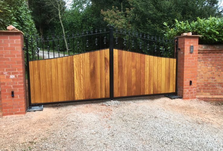 wooden infill electric gates